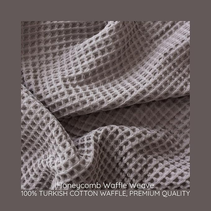 Premium Waffle Throw Blanket California King Size Grey - 100% Turkish Cotton, Light and Airy Waffle Weave All-Season Quilt - Luxury Decorative Bedspread (Gray, 95" x 126" Inch)
