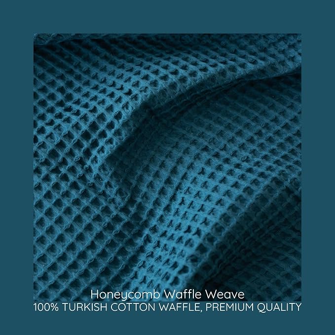 Premium Waffle Throw Blanket Twin Size Blue - Luxury, Pure 100% Turkish Cotton, Light and Airy Waffle All-Season Quilt - Luxury Decorative Bedspread (Indigo Blue, Twin 63" x 91" Inch)