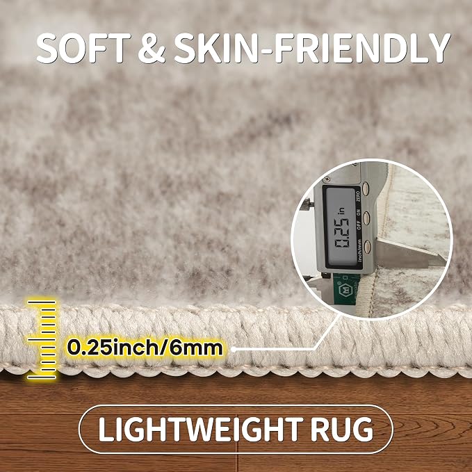 5x7 Area Rugs for Living Room Rug Washable: Modern Rug for Dining Room Bedroom Carpet Non Slip Low Pile 5 by 7 Indoor Abstract Nursery Home Office Brown Grey
