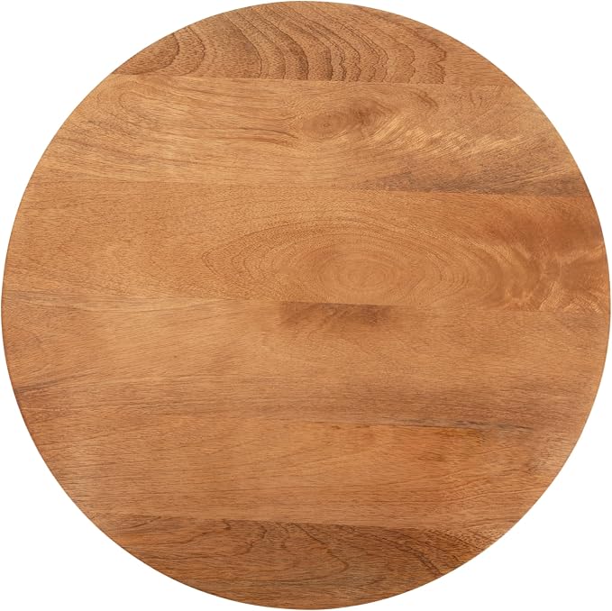 Kate and Laurel Squires Modern Mango Wood Round Side Table, 16 x 16 x 24, Warm Natural, Sculptural Pedestal Circle End Table for Use as a Bedroom Nightstand or Living Room Plant Stand Option