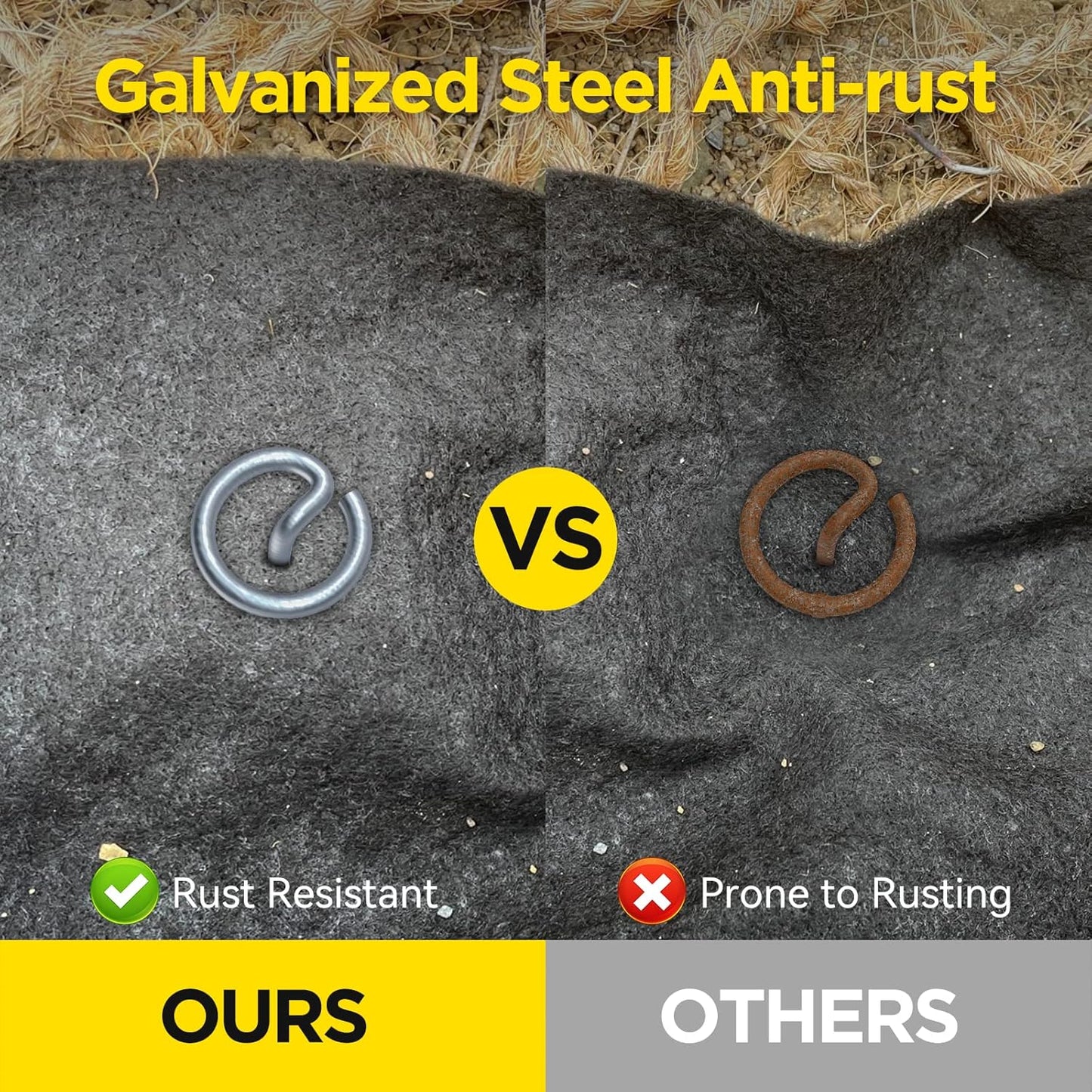 Landscape Fabric Pins, Thickened 8 Gauge Circle Top Landscape Pins, Not Easy to Bend 6 inch Galvanized Landscape Fabric Stakes, More Holding Power Than U-Shape Garden Staples (240)