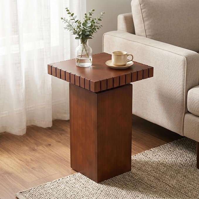 Christopher Knight Home Sidas Modern Square Side Table, Living Room Sofa End Table, Small Coffee Table, No Assembly Needed, Walnut