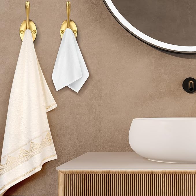 Brushed Gold Heavy Duty Wall Hooks – 6 Pack Black Coat Hooks for Hanging Coats,Robes,Bags,Hats,Wall Mounted with Includes Two Types of Installation Screws TYDLSJ