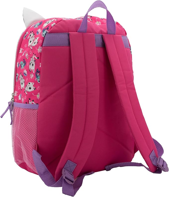 AI ACCESSORY INNOVATIONS Gabby’s Doll House 4 Piece Backpack Set, Flip Sequin 16" School Bag for Girls with Front Zip Pocket, Pink