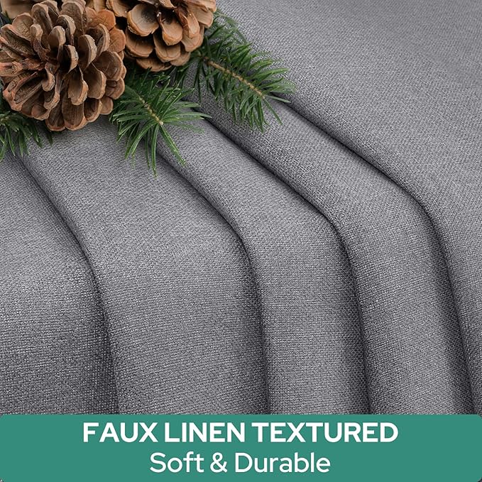 HOMEIDEAS 100% Dark Grey Linen Blackout French Door Curtains, Privacy Door Window Curtains, 34 X 68 Inch Room Darkening Blinds, Thermal Insulated Shades for Bedroom, 1 Panel