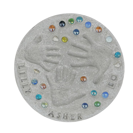 Large DIY Stepping Stone Kit, Handprint Stepping Stone, Mother's Day Gift, Footprint Stepping Stone (14 Inch)