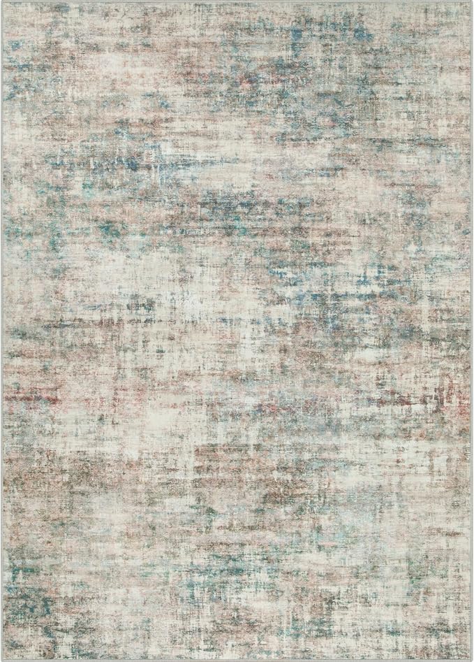 10x14 Area Rugs Washable Rug: Modern Abstract Living Room Rug Soft Anti-Skid Thin Carpet Indoor Floor Non-Shedding Carpets for Bedroom Dining Room Farmhouse Nursery Home Office Multi Color