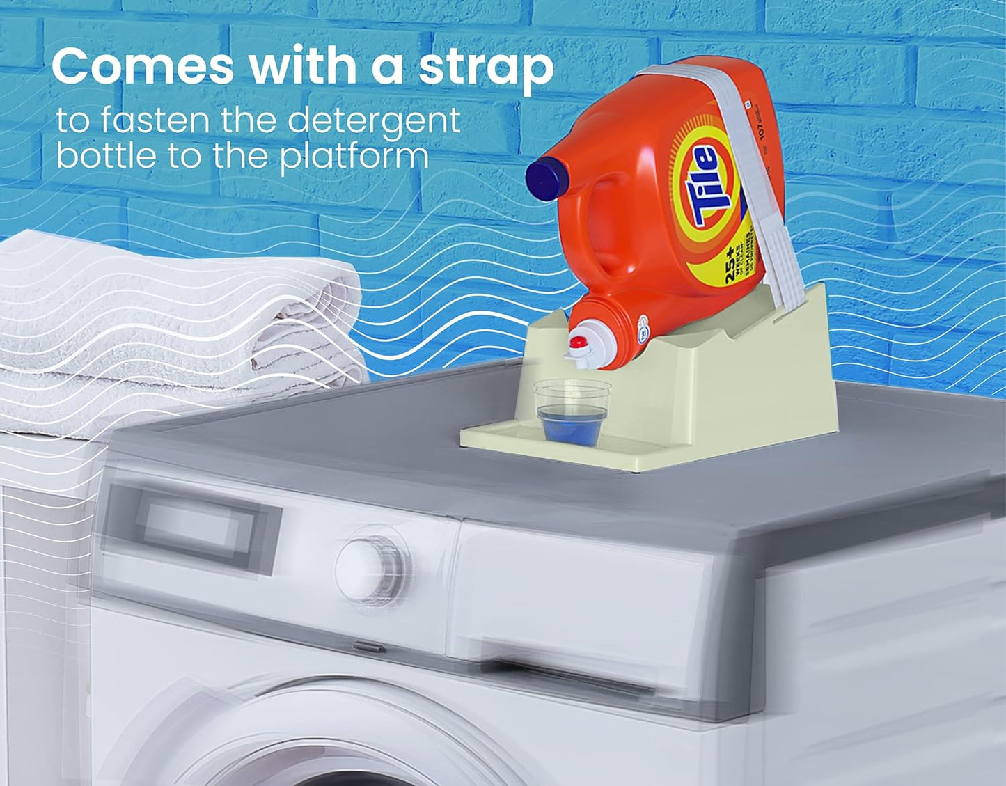 Skywin Laundry Detergent Holder Stand with Tray, Laundry Detergent Stand with Non-Slip Rubber Feet for Washing Space Organization, Easy Pour (Green)