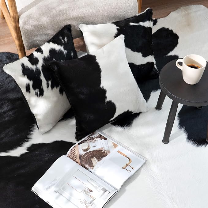 ecowhides 100% Genuine Brazilian Cowhide Pillow Cover – Luxury Leather Decorative Cushion for Rustic & Western Home Décor