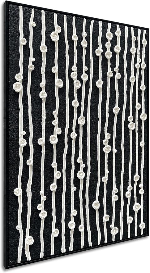 NANKAI Art Hand-Painted White Texture Art Modern Minimalist Decorative Oil Paintings are Suitable for Home Corridor Wall Decoration 36x24 Inches (with Solid Wood Exterior Frame)