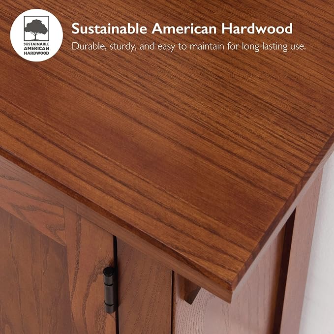 Leick Home 10032-RS Mission Cabinet End Table, Made with Solid Wood, Side Table for Living Room, Bedroom and Printer Stand, Russet Finish