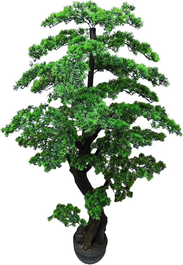 5FT Artificial Bonsai Tree in Pot – Large Realistic Cedar Tree Faux Pine Plant for Home & Office Decor, Hotel Lobby Entryway Greenery
