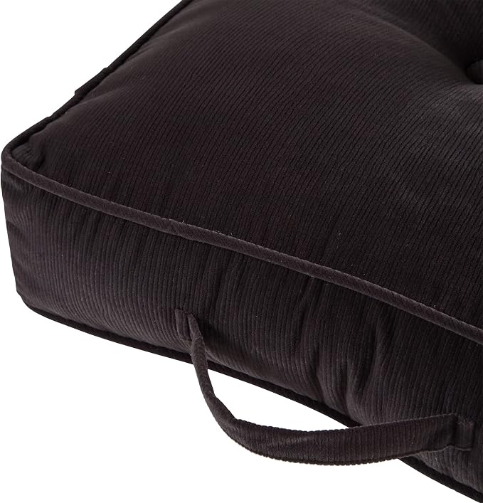 Greendale Home Fashions Omaha Corduroy 21" Square Floor Pillow with Carry Handle, Steel