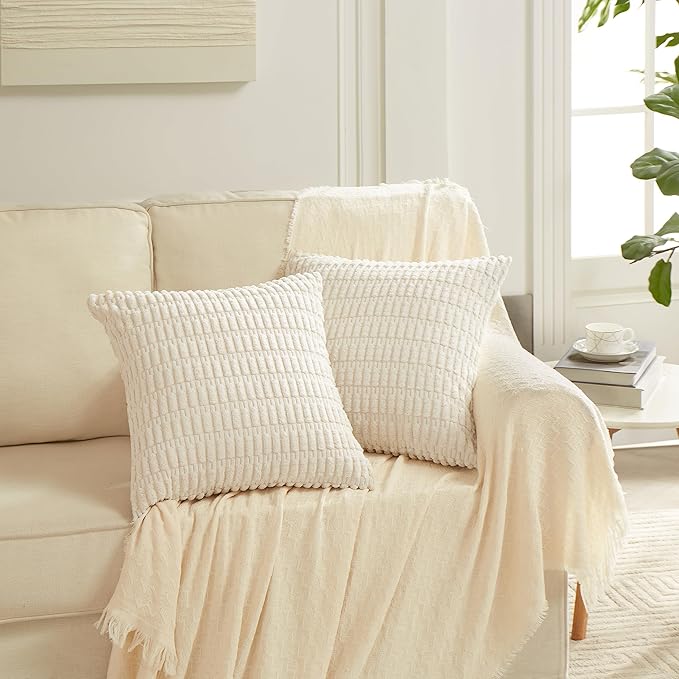 Fancy Homi 4 Packs Decorative Throw Pillow Covers for Living Room Couch Bed, Modern Farmhouse Boho Home Décor Accent Cushion Case, 14" x 14" (Pack of 4), Neutral