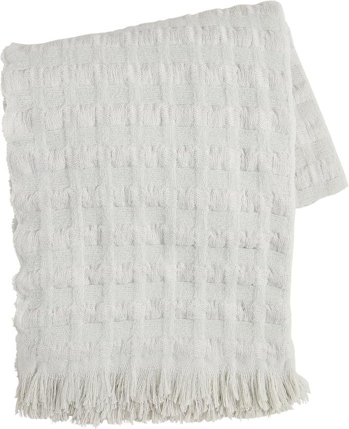 Mud Pie Gray Woven Waffle Throw; 60" x 50"