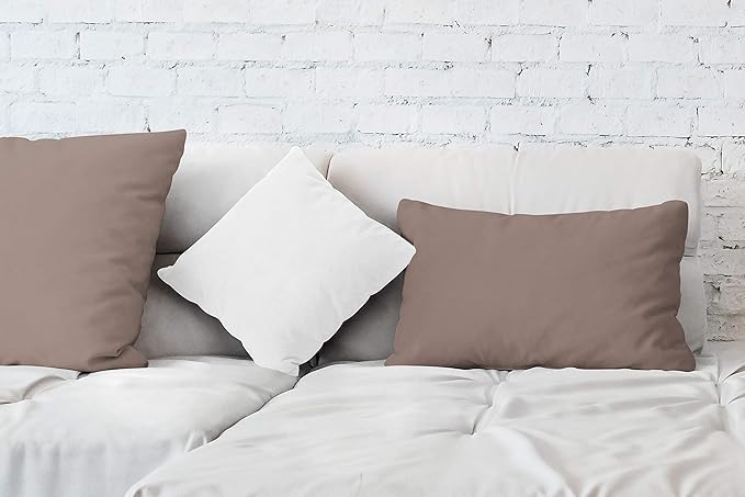 Encasa XO Throw Pillow Covers 18x18 in Set of 2 Beige | No Inserts | Cotton Pillow Covers for Living Room, Bed, Sofa, Couch | Decorative Cushion Covers with Improved Zipper