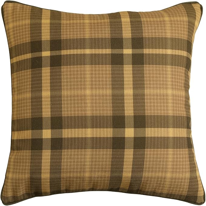 bilin gaier Designer Vintage Linen Throw Pillow Cover,18"x18"-Seville BN | Elegant Square Pillow Cover,Concealed Zipper Design,Plaid Print Pattern,Sofa,Bedroom,Living Room,Lounge Chair