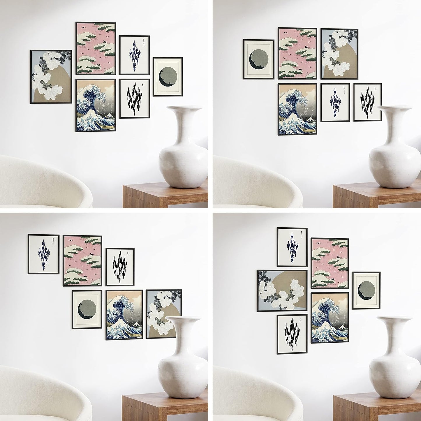 HAUS AND HUES Gallery Wall Picture Frames - Set of 6 Black Picture Frame Sets For Wall Collage, Pack of Photo Frames Set, Picture Frames For Wall, Gallery Home Decor (Three 8x10, Three 11x14 Black)