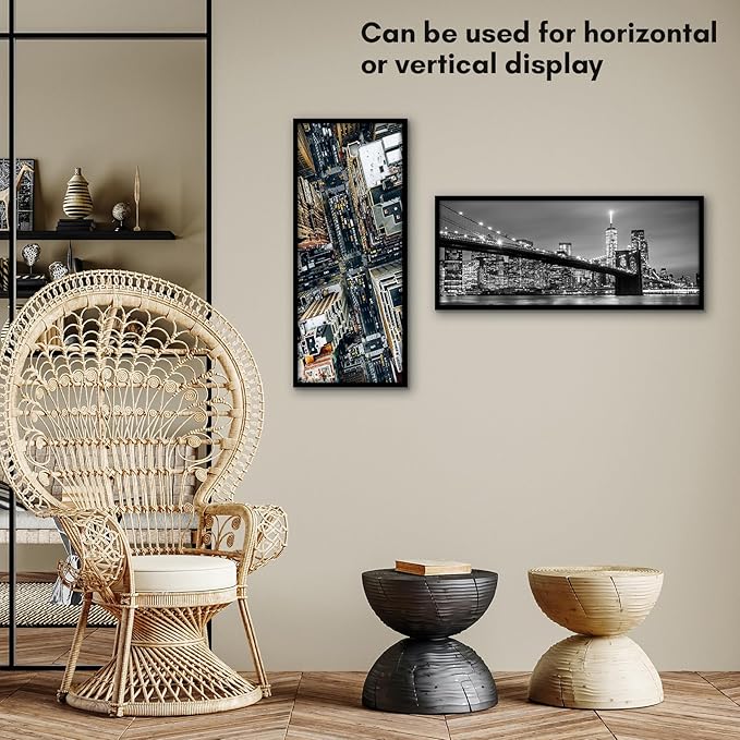 Americanflat 8x20 Picture Frame with Polished Plexiglass - Streamline Collection - Thin Border Picture Frame for Wall Display - Hanging Hardware Included - Black