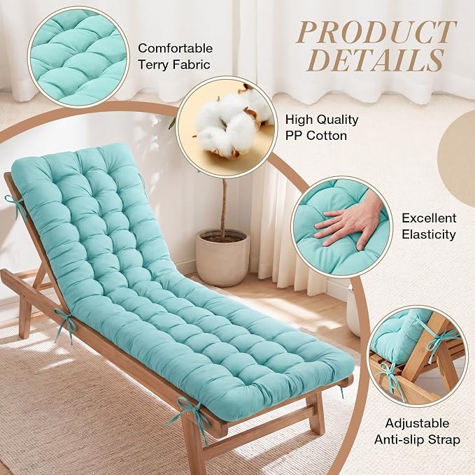 Wenqik Long Floor Cushion Large Floor Cushion with Brushed Cotton 74.8 x 27.5 x 3.15 in Jumbo Lounger Pillow for Outdoor Indoor Bay Window Meditation Yoga Reading Sleeping (Cyan)