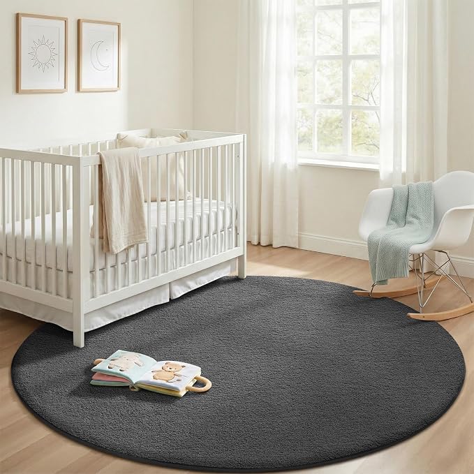 Sour Lemon 4ft Round Rugs for Bedroom, Circle Area Rugs for Living Room, Soft Fluffy Shaggy Carpet for for Living Room Playroom Kids Room Home Decor Aesthetic