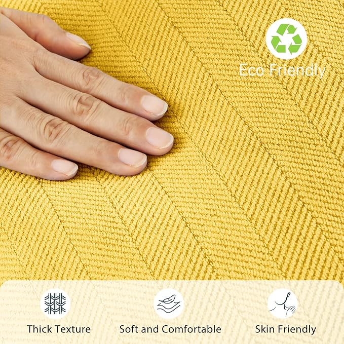 ZWJD Yellow Pillow Covers 22x22 Set of 2 Chenille Throw Pillow Covers with Elegant Design Soft and Luxurious Decorative Throw Pillows for Couch, Bed, and Home Decor