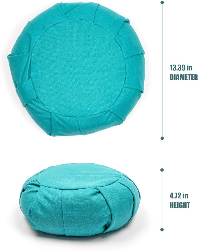 Myga Zafu Yoga Meditation Cushion with Washable Cover - Floor Cushion Pillow with Natural Buckwheat Filling - Soft Round Cotton Design for Meditating or Pranayama Exercises