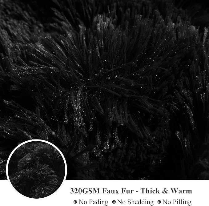 XeGe Plush Shaggy Duvet Cover Set, Luxury Ultra Soft Crystal Velvet Fluffy Bedding Sets 2 Pieces(1 Faux Fur Furry Comforter Cover + 1 Fuzzy Faux Fur Pillow Case), Zipper Closure (Twin, Black)