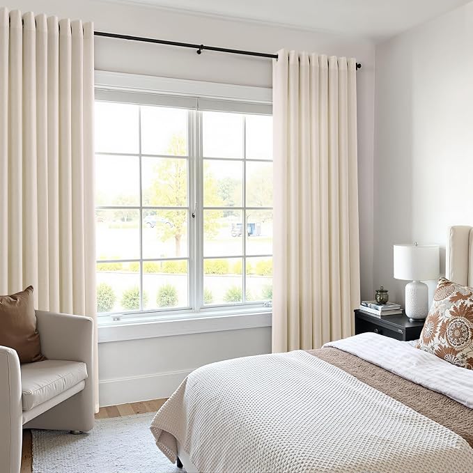 Extra Long Cream Beige Linen Sheer Curtains 120 Inches Length for Living Room Grommet Semi Sheer Elegant Drapes for Bedroom Light Filtering Neutral Boho Curtain 2 Panel for Large Window 10FT 52x120