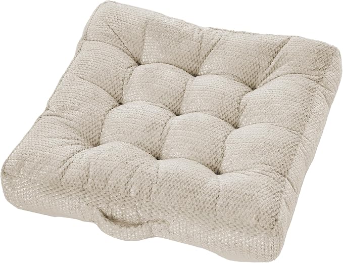 Sorra Home Tufted Floor Pillow with Handle - Square Plush Oversized Pillow for Lounging - Bedroom, Dorm & Indoor Floor Cushion - Sutherland Peyote (24" x 24" x 5")