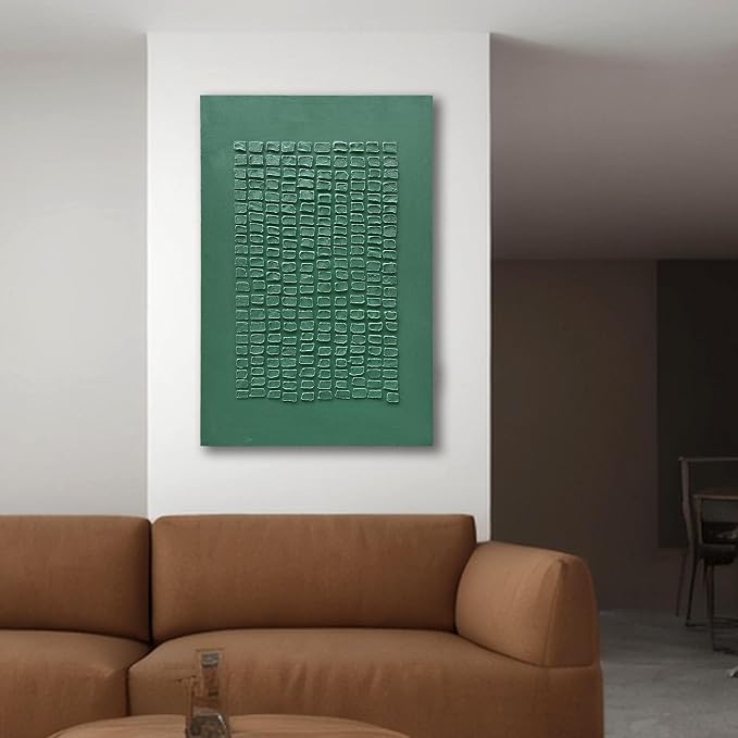 NANKAI Art Hand-Painted Green Texture Art Modern Abstract Decorative Oil Painting, Home Corridor Wall Decoration artn 45x30 Inches