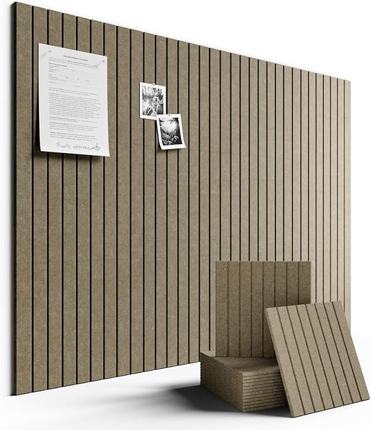 Large Felt Bulletin Board 48" x 36" Cork Board Alternative-12 Pack with 70 Safe Removable Adhesive Tabs, Cork Boards for Walls Cork Board for Home Office Classroom Pin Board-Earth Brown