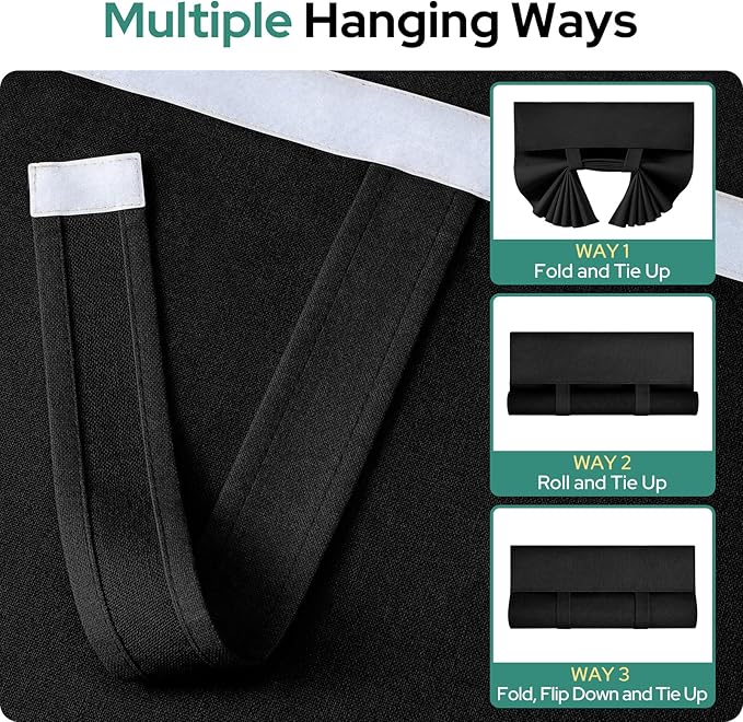 HOMEIDEAS 100% Black Linen Blackout French Door Curtains, Privacy Door Window Curtains, 30 X 40 Inch Room Darkening Blinds, Thermal Insulated Shades for Bedroom, 1 Panel