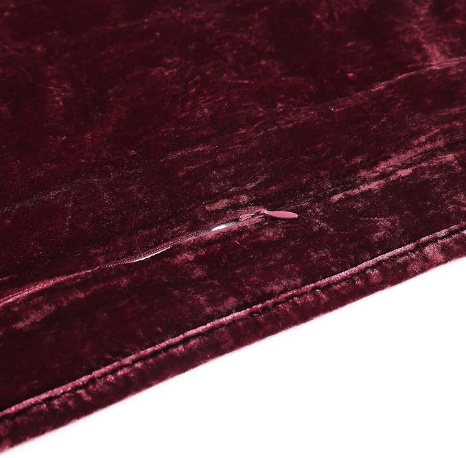 HiEnd Accent Stella Faux Silk Velvet Double Box Stitch 3 Piece Quilt Set, King Size, Garnet Red Solid Color, Classic Chic Modern Rustic Elegant Bedding Set, Lightweight Bed Set