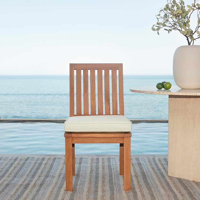 Arden 19 x 19 Luxury Foam Outdoor Double Welted Dining Seat Cushion, Made with PROFOAM, Performance Fabric, Rain-Proof, Fade Resistant, Cream Woven Solid