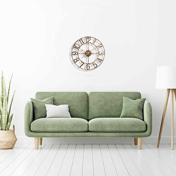 Sorbus Large Wall Clock for Living Room Decor - Wall Clock for Kitchen - 16 inch Big Wall Clock Decorative - Metal Wall Art - Analog Large Clock for Bedroom, Home, Kitchen, Office, Wall Decor (Bronze)