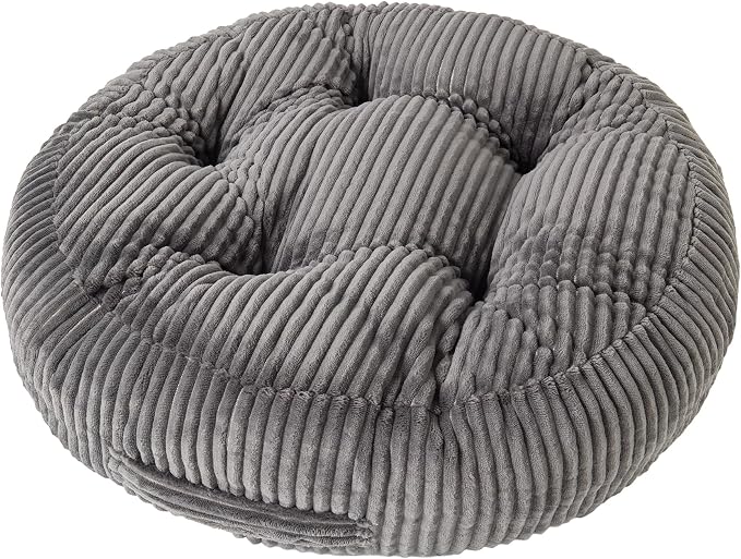Round Floor Pillow, 6-Inch Thick Meditation Floor Cushion with PP Cotton Filling, Soft Corduroy Boho Floor Seating for Living Room, Bedroom, 22 x 22 Inches (Gray, 1 Pack)