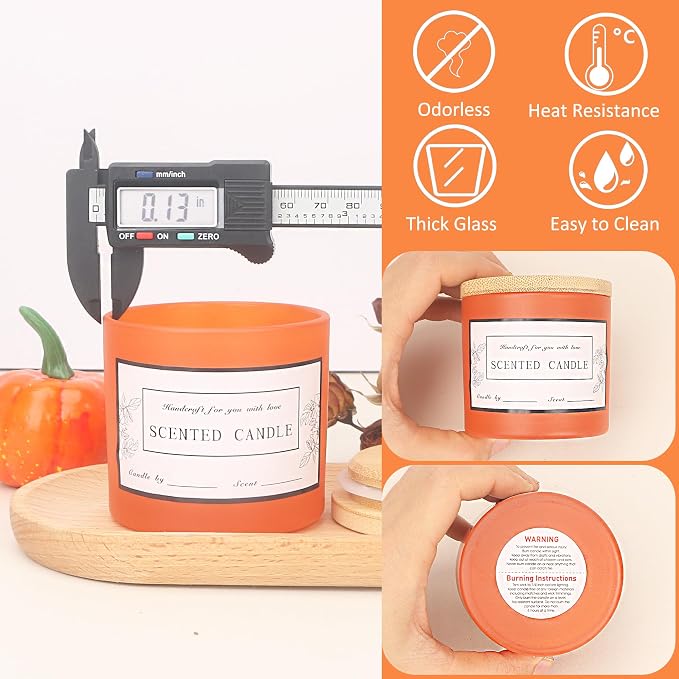 MILIVIXAY 20 Pack 4 OZ Fall Candle Jars with Lids and Candle Making Kits - Bulk Small Empty Candle Jars for Making Candles - Spice, Powder Containers.