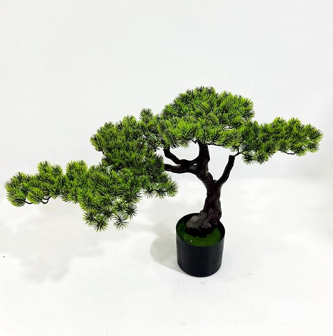 23.6" Artificial Bonsai Tree in Pot – Realistic Cedar Tree Faux Pine Plant for Home & Office Decor, Hotel Lobby Entryway Greenery