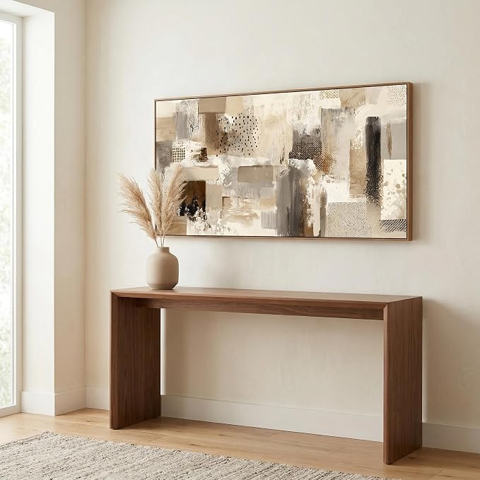 The Mode Art Abstract Wall Art Neutral Earthy Tones Canvas Prints with Mixed Textures Modern Framed Gallery Art for Living Room Bedroom Contemporary Boho & Industrial Decor 30x58inch