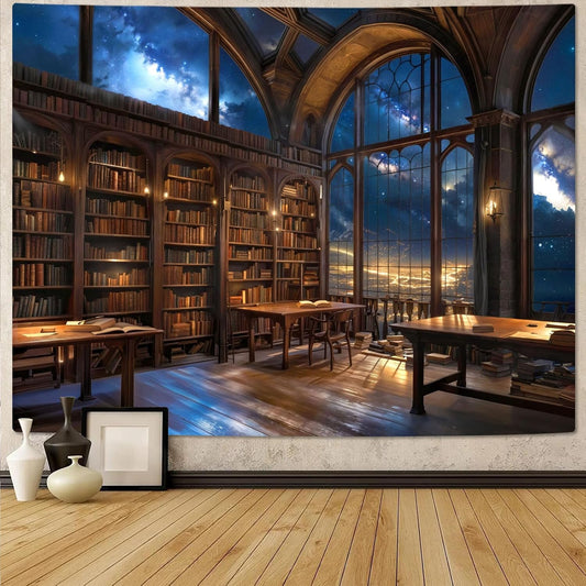 Accnicc Gothic Library Tapestry Vintage Medieval Bookshelf Tapestries Wall Hanging Fantasy Space Academia Book Large Tapestry for Bedroom Living Room Dorm Classroom 80 x 60 inch