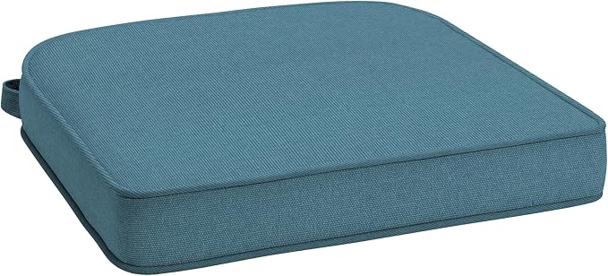 Arden 20x19 Luxury Foam Outdoor Double Welted Round Back Seat Cushion, Made with PROFOAM, Performance Fabric, Rain-Proof, Fade Resistant, Denim Blue Woven Solid