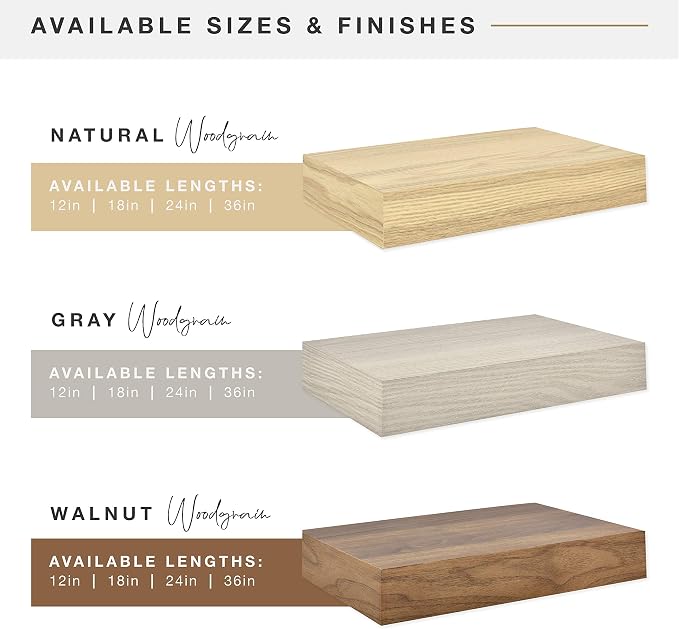 MCS Natural Woodgrain Floating Shelf, 36 Inch x 4 Inch, 36 x 4