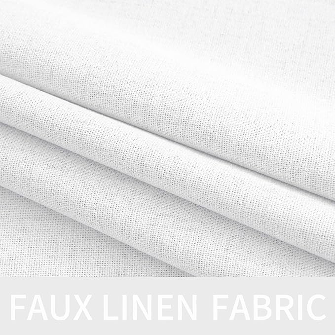MIULEE 100% Blackout Linen Textured Curtains for Bedroom Solid Thermal Insulated Bright White Grommet Room Darkening Curtains & Drapes Luxury Decor for Living Room Nursery 52 x 108 Inch (2 Panels)