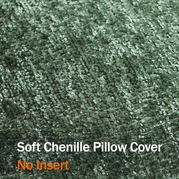 DEZENE Pack of 2 Forest Green Christmas Decorative Throw Pillow Covers 24x24 Cozy Soft Chenille Accent Vintage Square Couch Pillow Covers for Home Decor Bed Sofa Living Room
