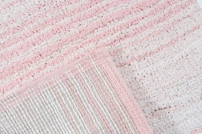 Home Weavers 100% Cotton Gradiation Collection Bathroom Décor | Washable Rug | Bathroom Mat | Kitchen Mat | Bathroom Rug Set | Bath Mat Set | Bath Floor Mat Non Slip, 4 Piece Set with Runner, Pink