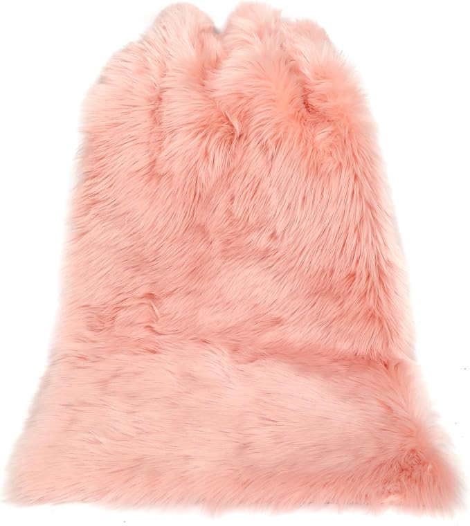 Faux Fur Rug Fluffy Sheepskin Area Rug,Ultra Soft Shaggy Plush Rug Bedroom Living Room Sofa Floor Kids Room Bedside（2 x 4 ft Rectangle Pink）