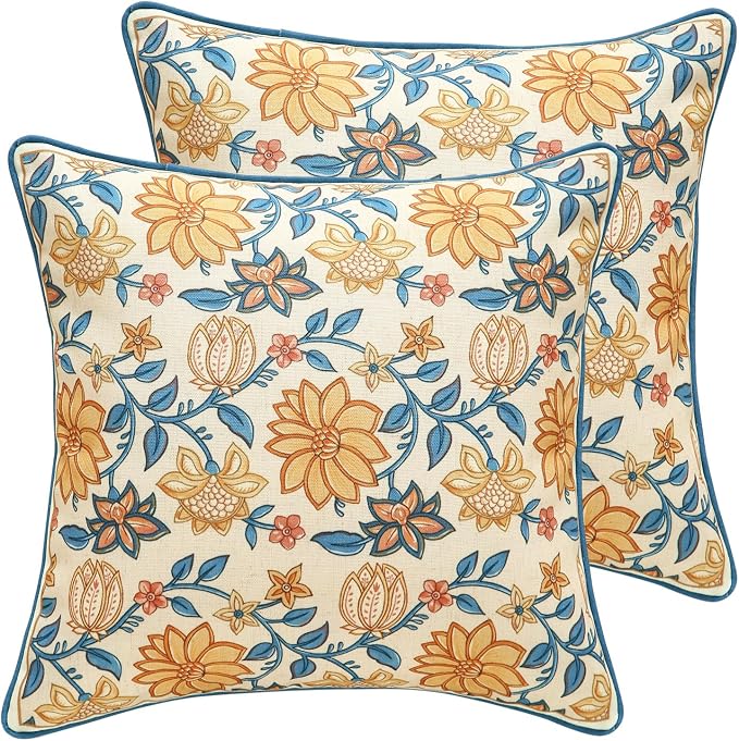 ISAENNE Linen Square Throw Pillow Cover,Set of 2,20"x12"-Estevan B | Designer French Elegant Pillow Cover,Concealed Zipper Design,Sofa,Bedroom,Living Room,Lounge Chairs,All Season Home Decor