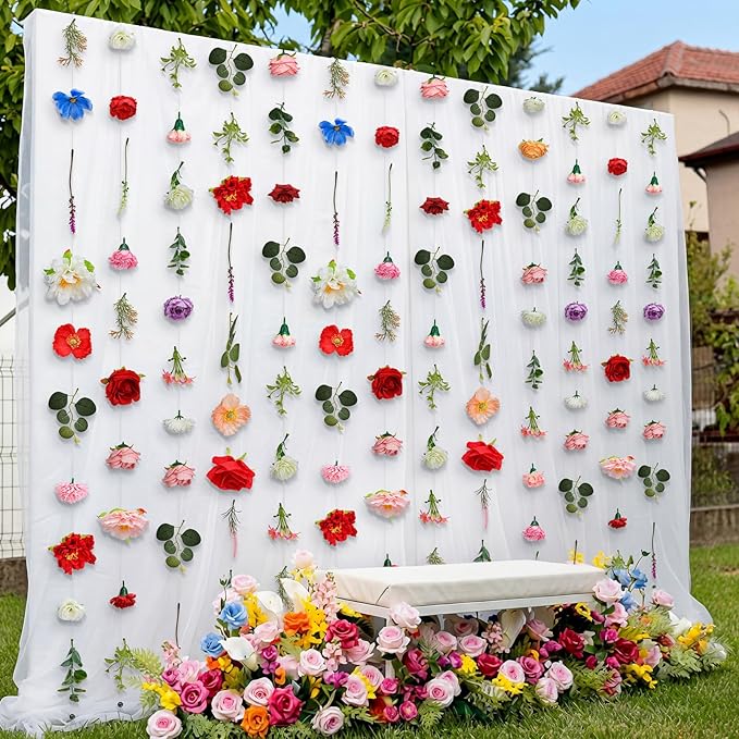 Suncalla 12 Pcs 70.8 ft Flower Garlands Hanging Artificial Wildflower Vine Decor from Ceiling Floating Floral Backdrop Silk Fake Flower Garland for Wedding Home Garden Wall Arch(Floral)