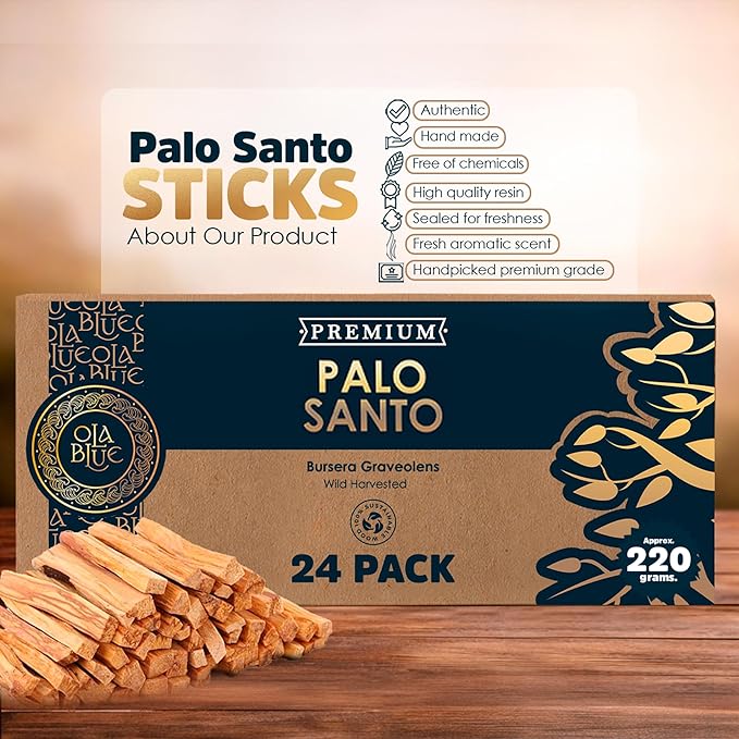 Palo Santo Smudging Sticks – 24 Pack (8 oz / 220 g) | Natural Palo Santo Incense Sticks from Peru | Resin-Rich Aromatic Sticks for Smudging & Meditation